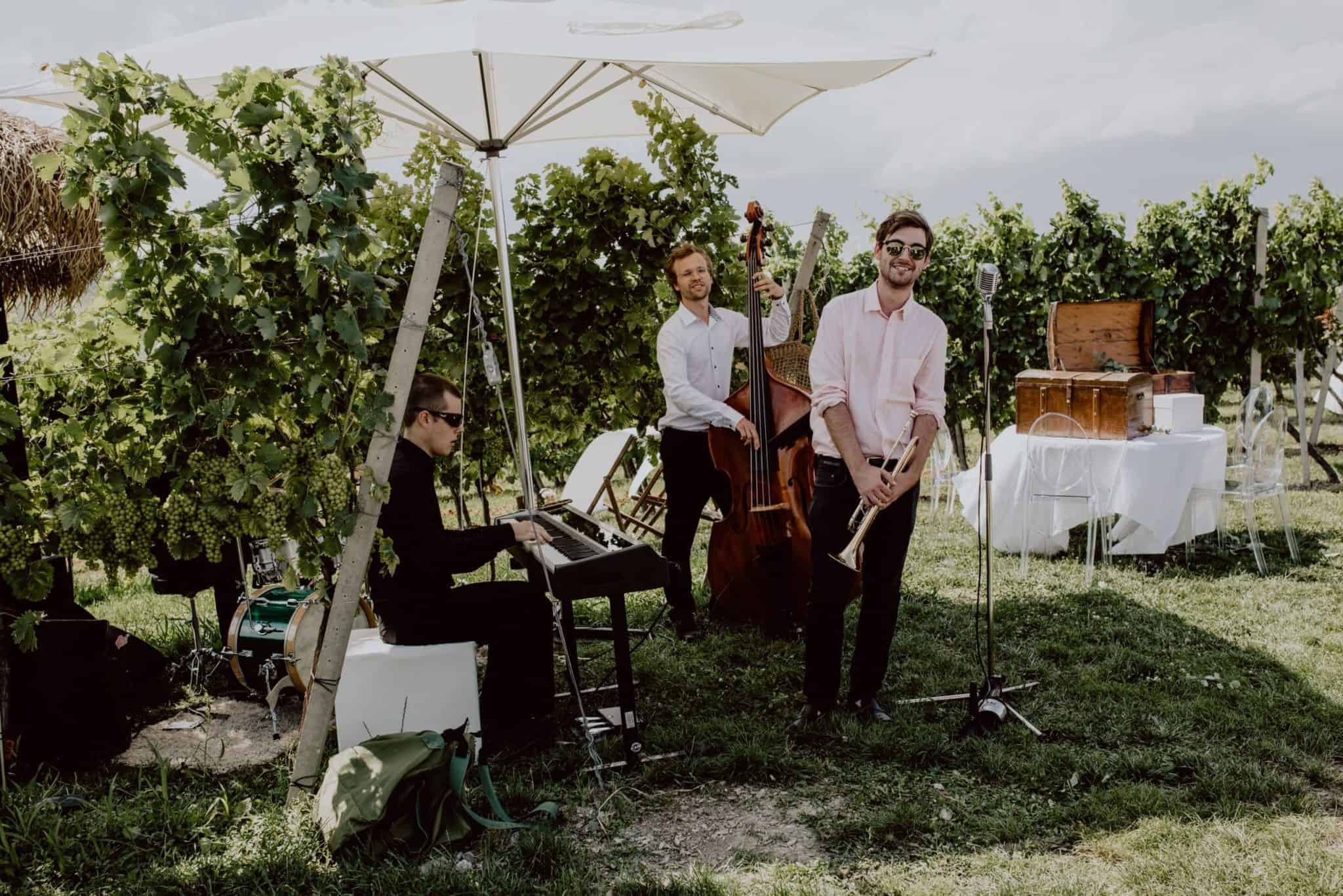 Jazz-Band auf einer Hochzeit am Weingut Holler, Steiermark